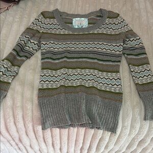 Vintage Old Navy Caslon Gray and Green Striped Sweater